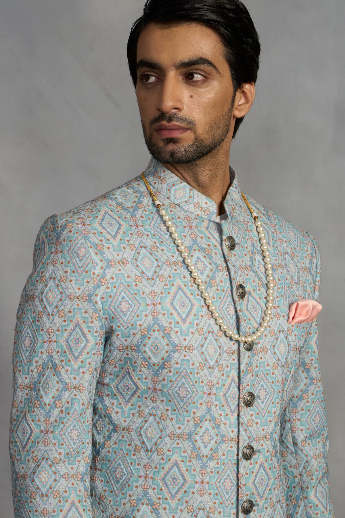 Gargee Designer's Mureed Aqua Indowestern Set Gargee