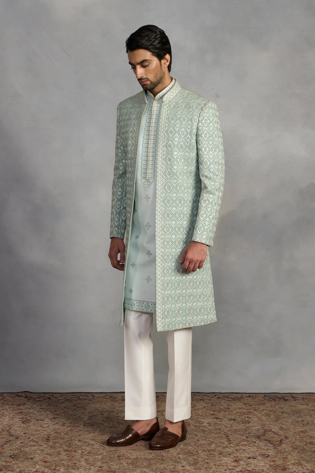 Gargee Designer's Zeb Mint Indowestern Set Gargee