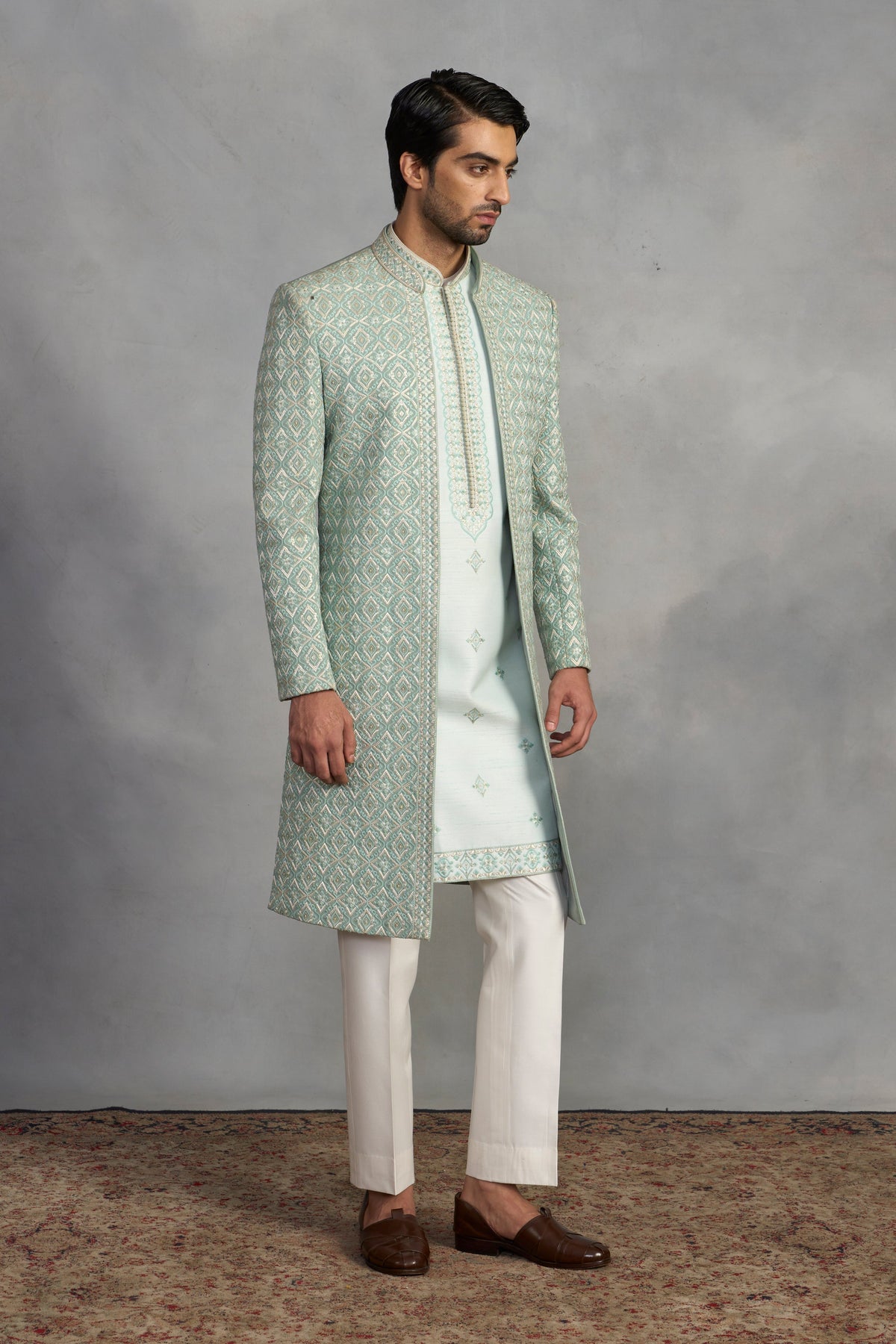 Gargee Designer's Zeb Mint Indowestern Set Gargee