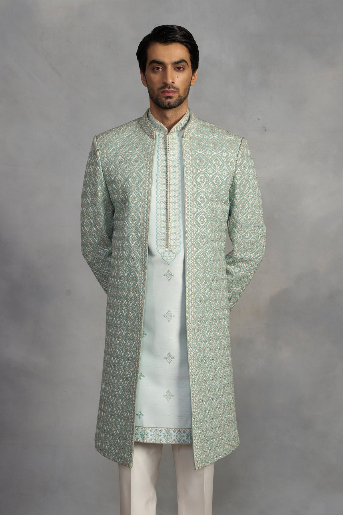 Gargee Designer's Zeb Mint Indowestern Set Gargee