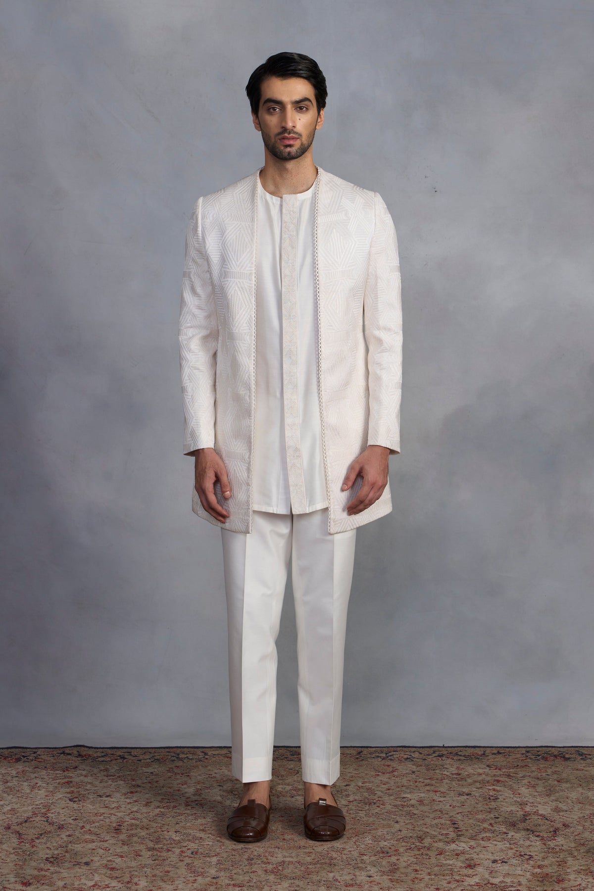 Gargee Designer's Chakori Off-White Indowestern Set Gargee