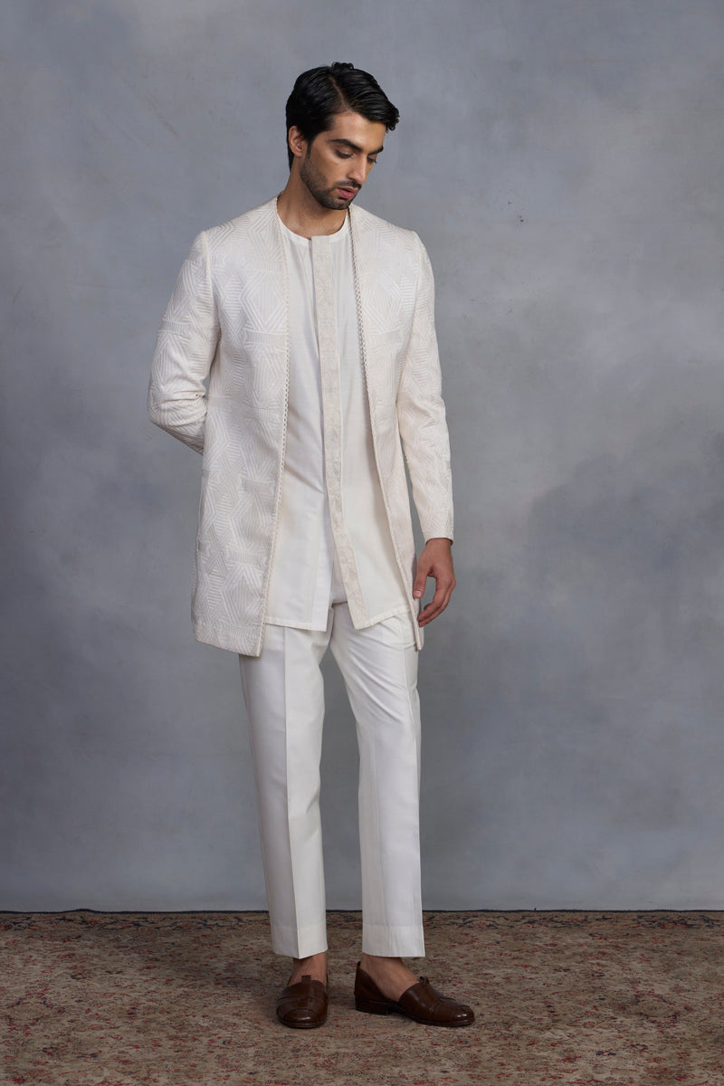 Gargee Designer's Chakori Off-White Indowestern Set Gargee