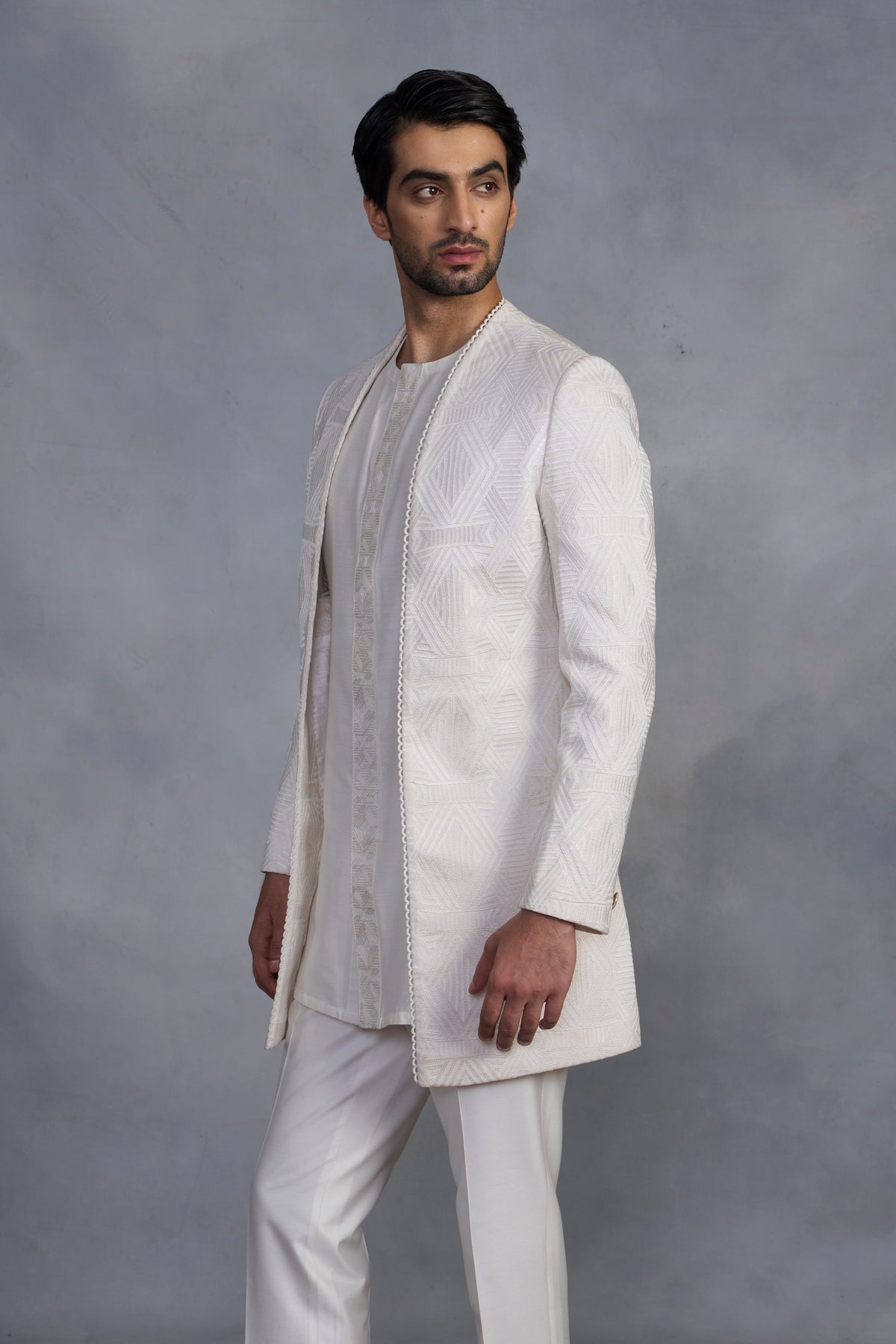 Gargee Designer's Chakori Off-White Indowestern Set Gargee