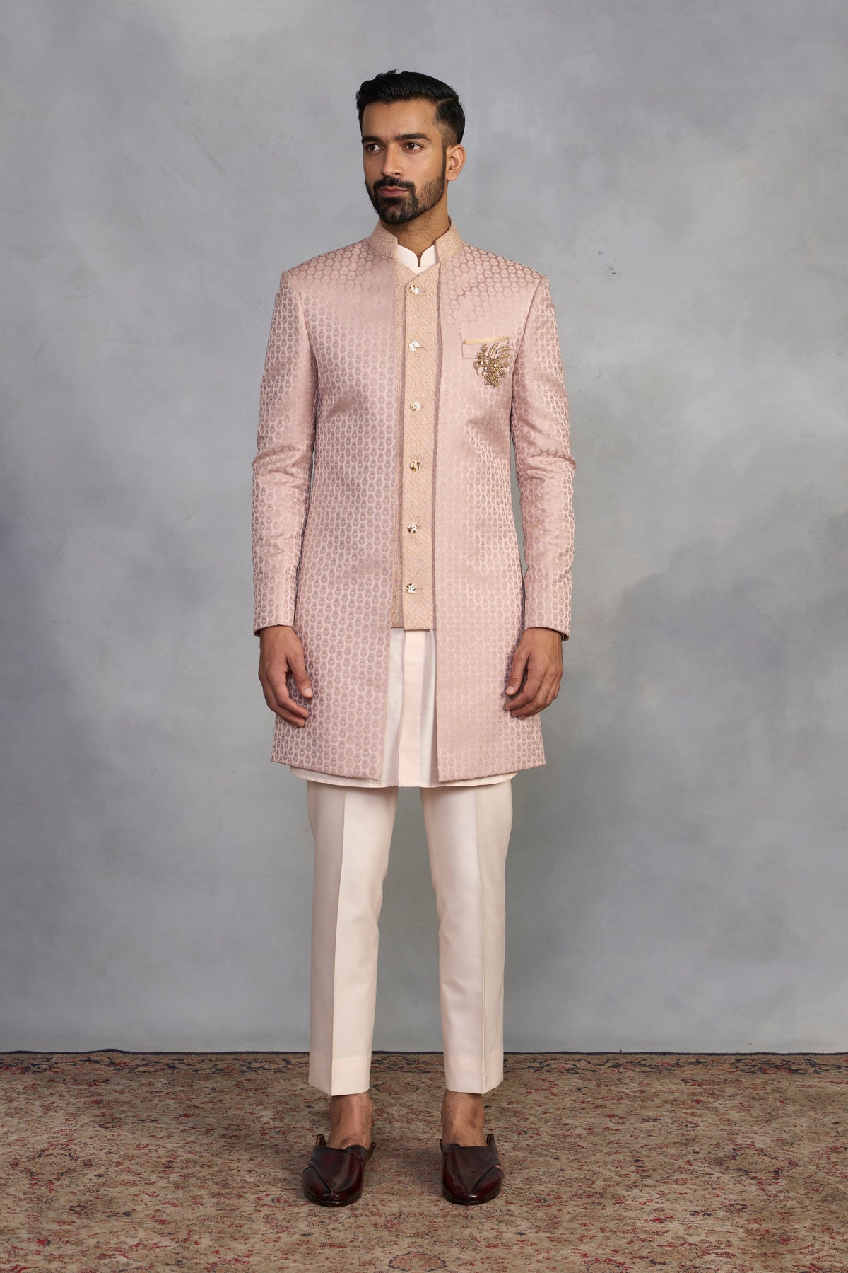 Gargee Designer's Khushnuma Peach Indowestern Gargee