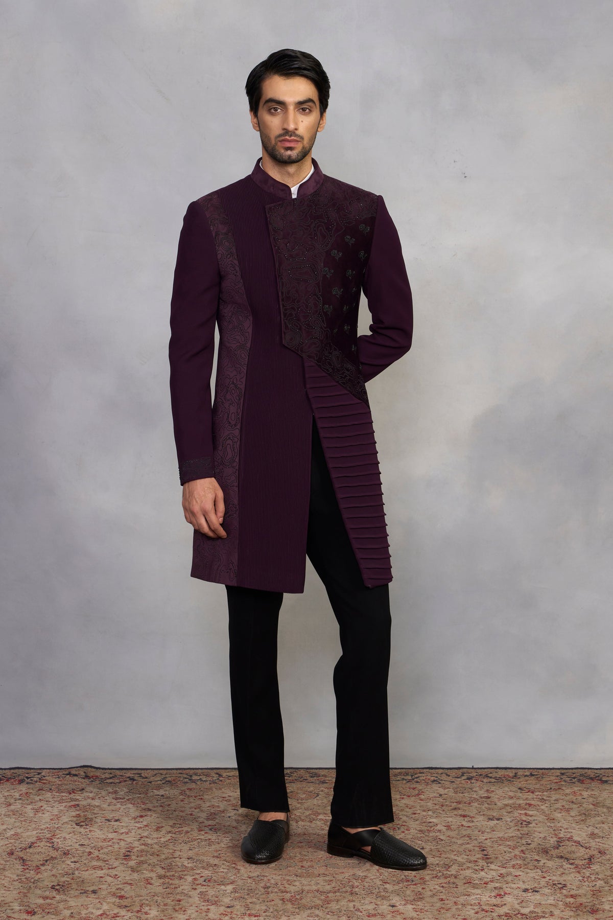 Gargee Designer's Kashish Wine Indowestern Set Gargee