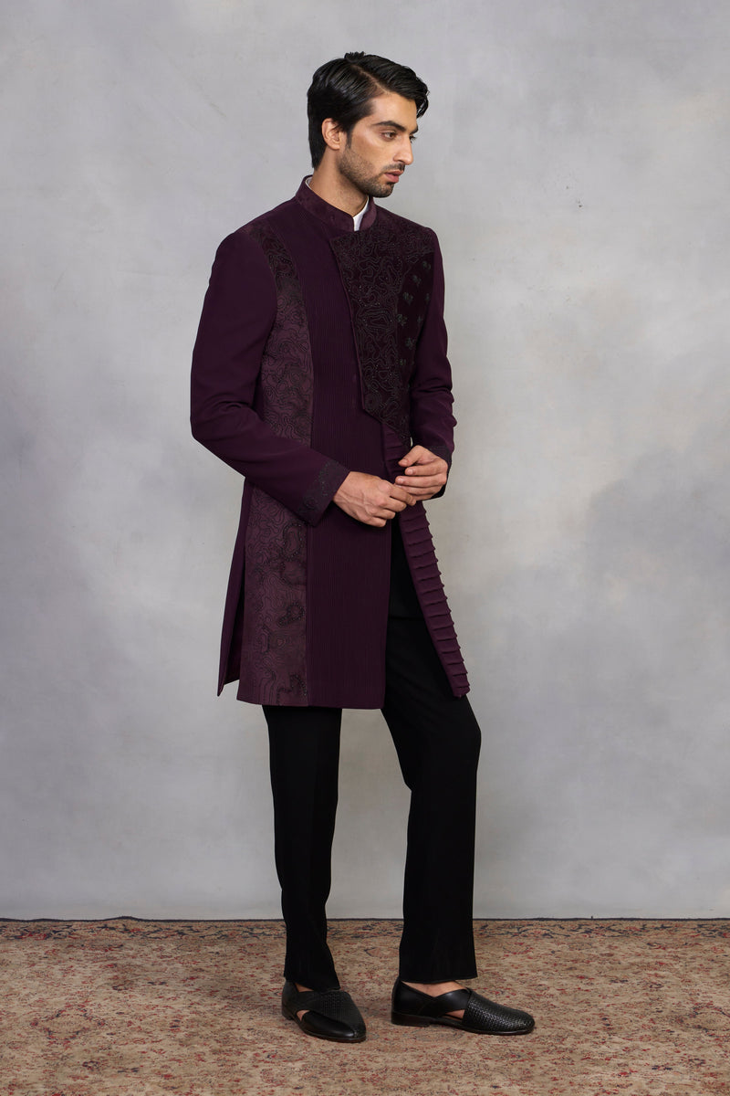 Gargee Designer's Kashish Wine Indowestern Set Gargee