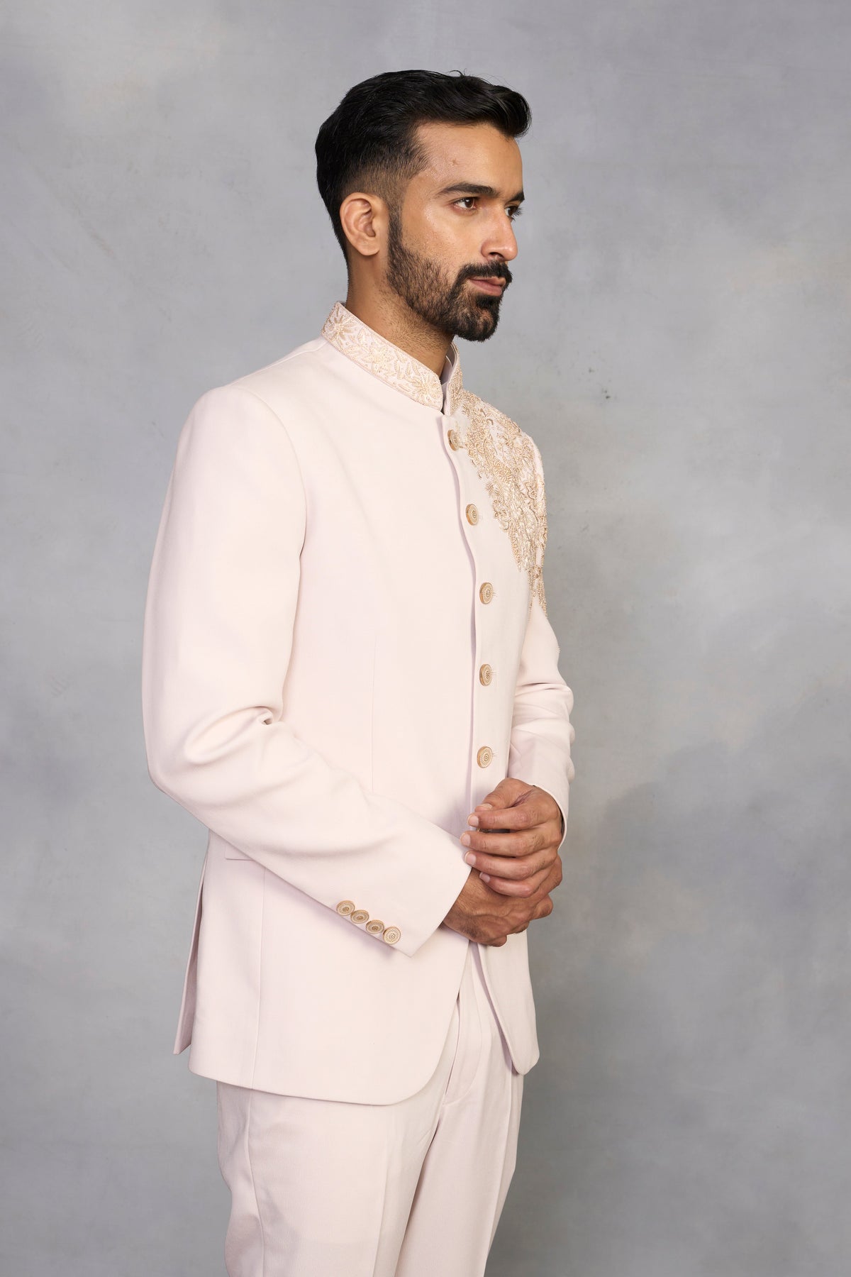 Gargee Designer's Mehtab Peach Jodhpuri Set Gargee