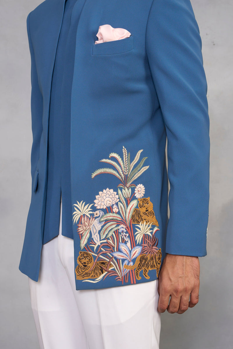 Gargee Designer's Rafiq Blue Jodhpuri Set Gargee
