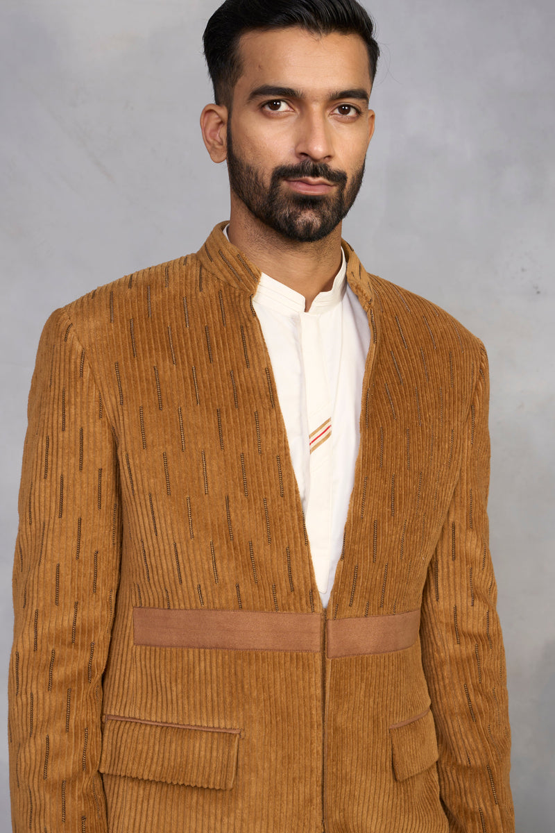 Gargee Designer's Ashk Camel Jodhpuri Set Gargee
