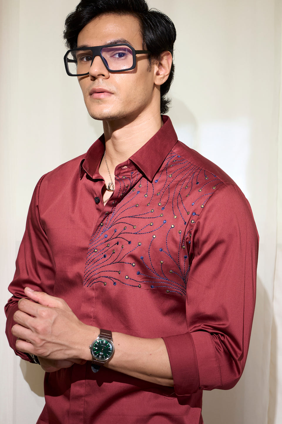 Gargee Designer's Red Split Ray Shirt Gargee