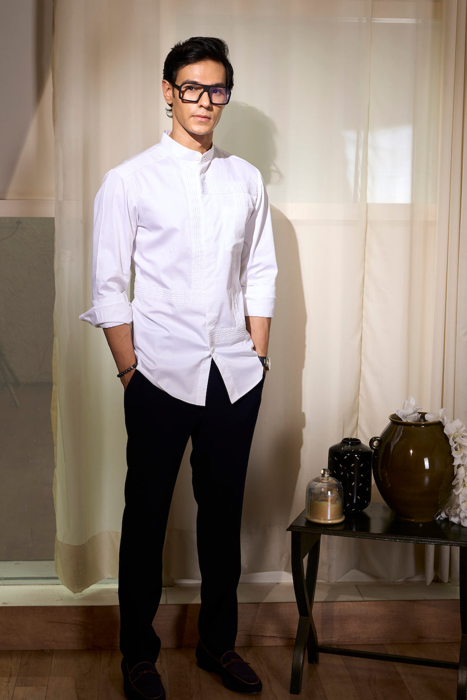 Gargee Designer's Black Tucked Spruce Shirt Gargee