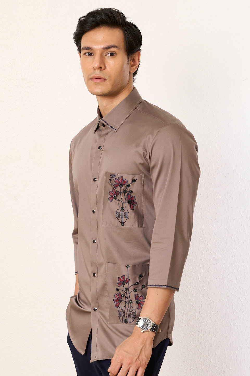 Gargee Designer's Champagne Satin Van Gogh Shirt Gargee