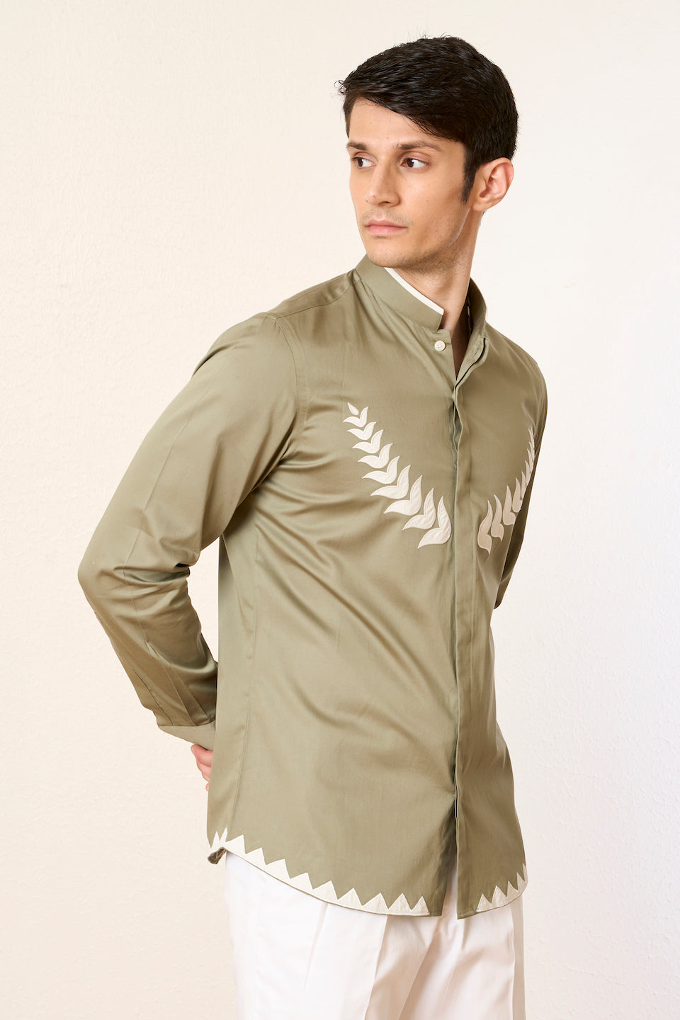 Gargee Designer's Sage Applique Leaflet Shirt Gargee