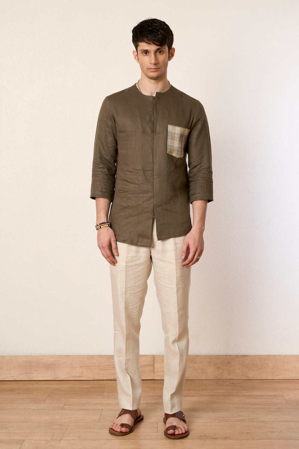 Gargee Designer's Olive Off-balance Kurta Shirt Gargee