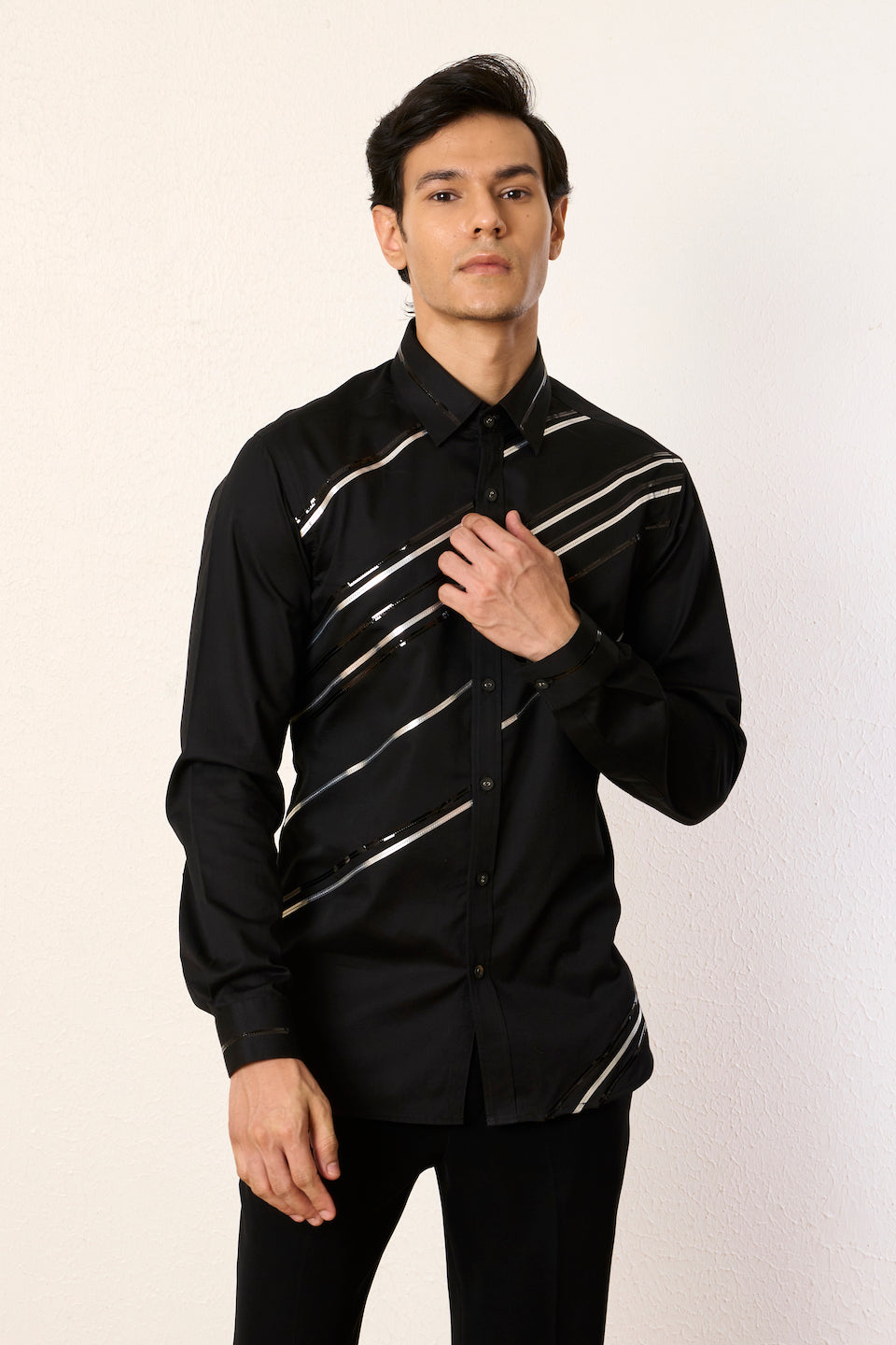 Gargee Designer's Black Dazzle Streak Shirt Gargee