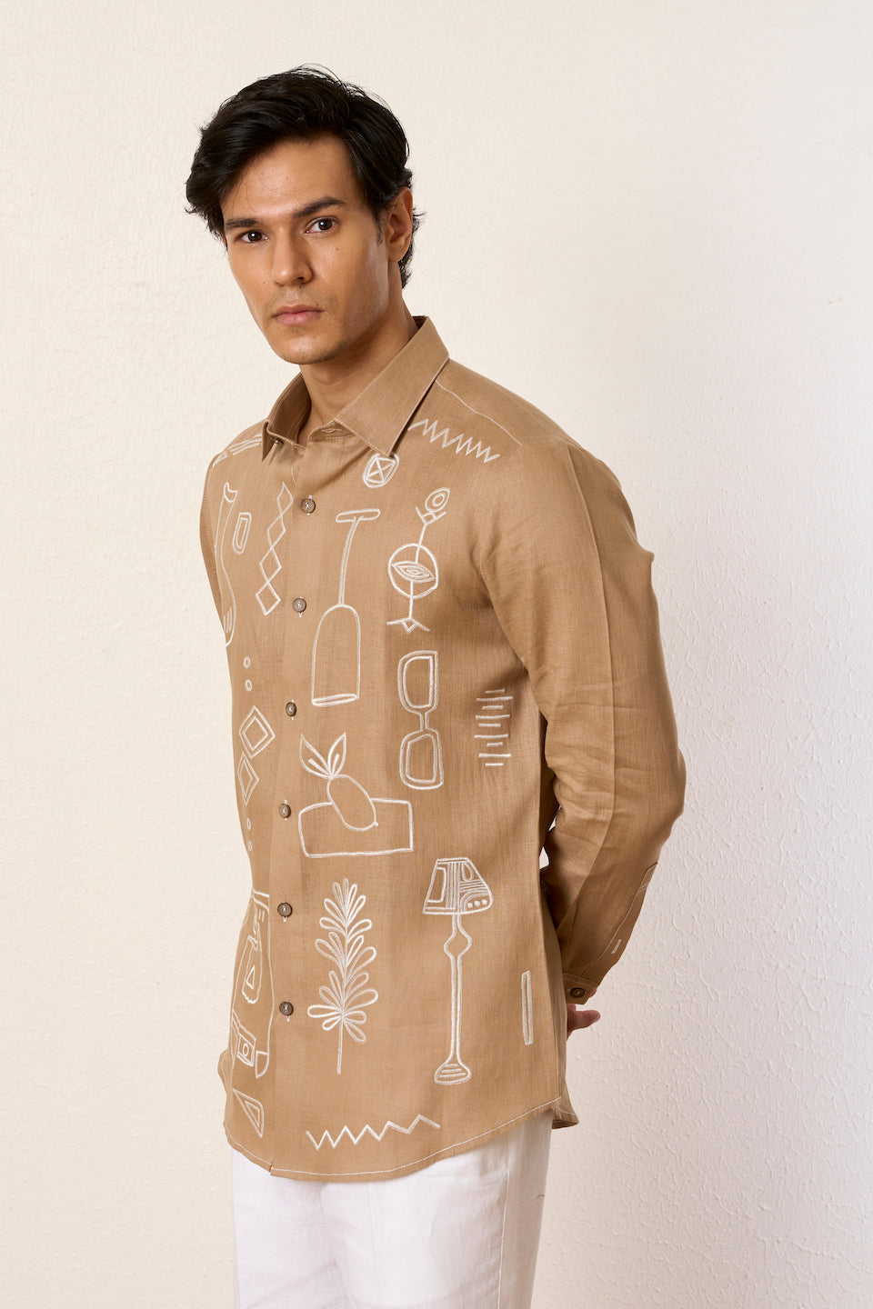 Gargee Designer's Beige Quirky Contemporary Shirt Gargee