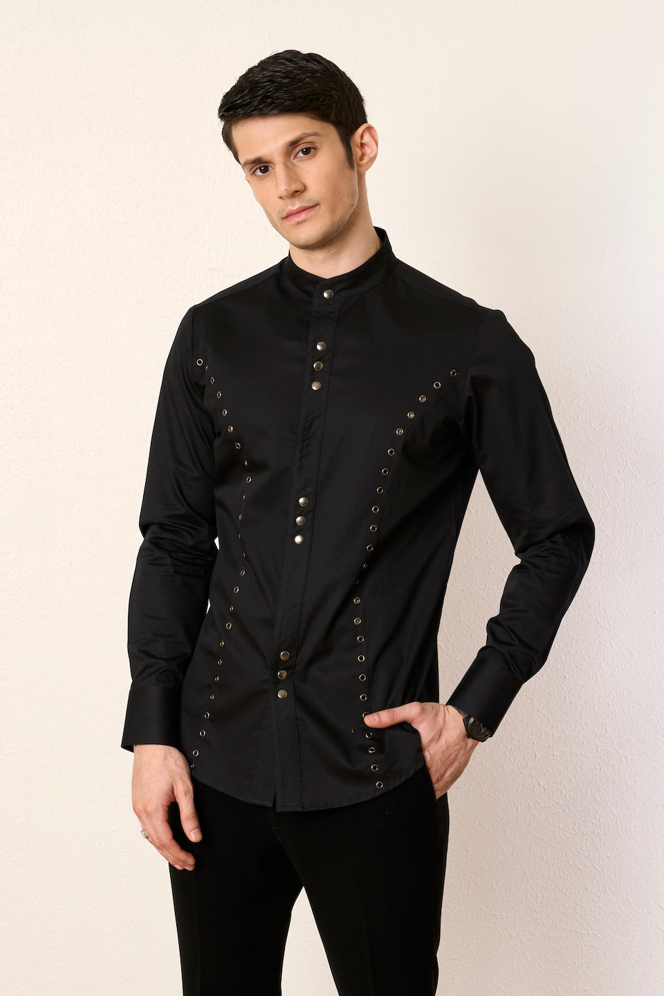 Gargee Designer's Black Bling Eyelet Shirt Gargee