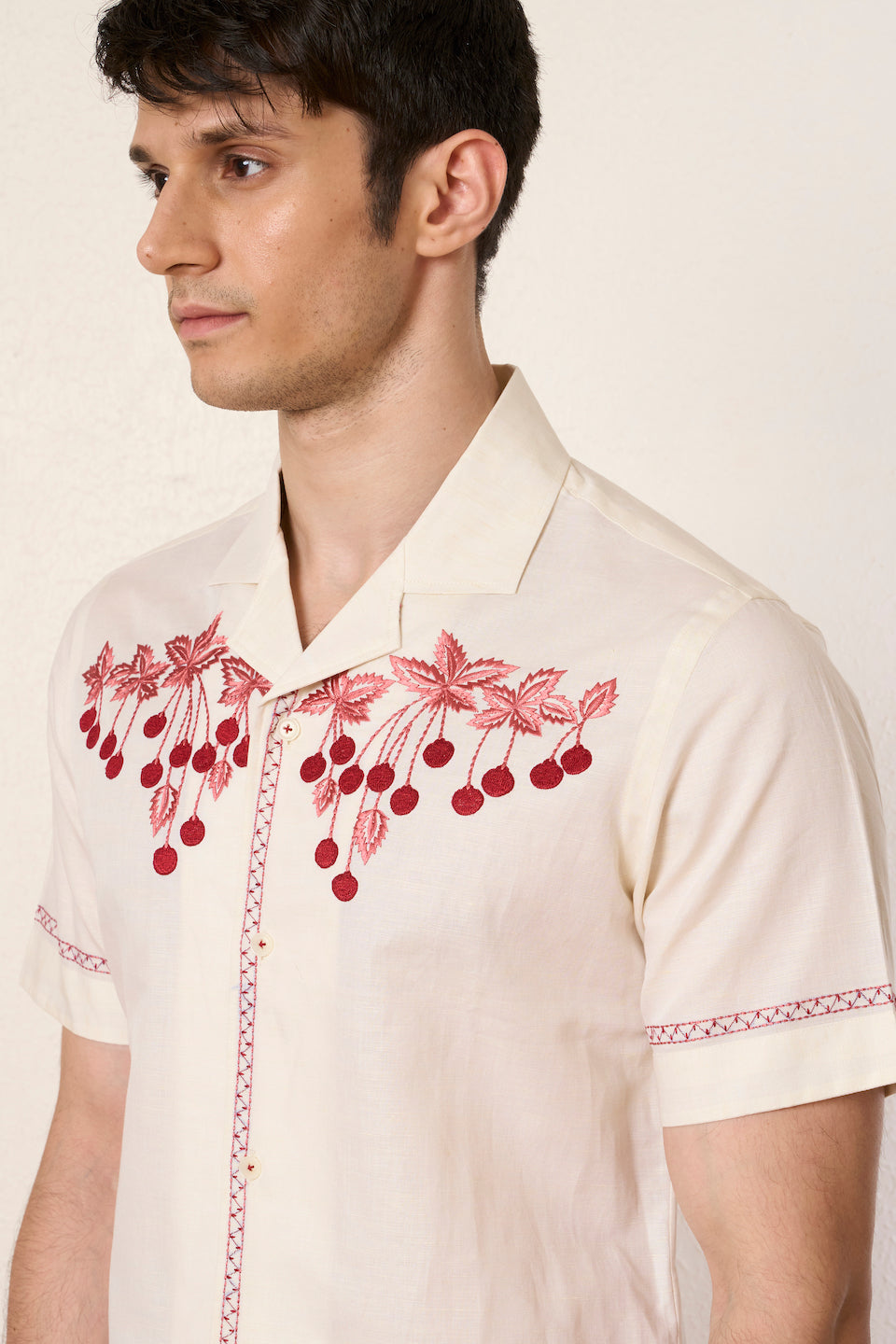 Gargee Designer's Ivory Cherry Camp Shirt Gargee