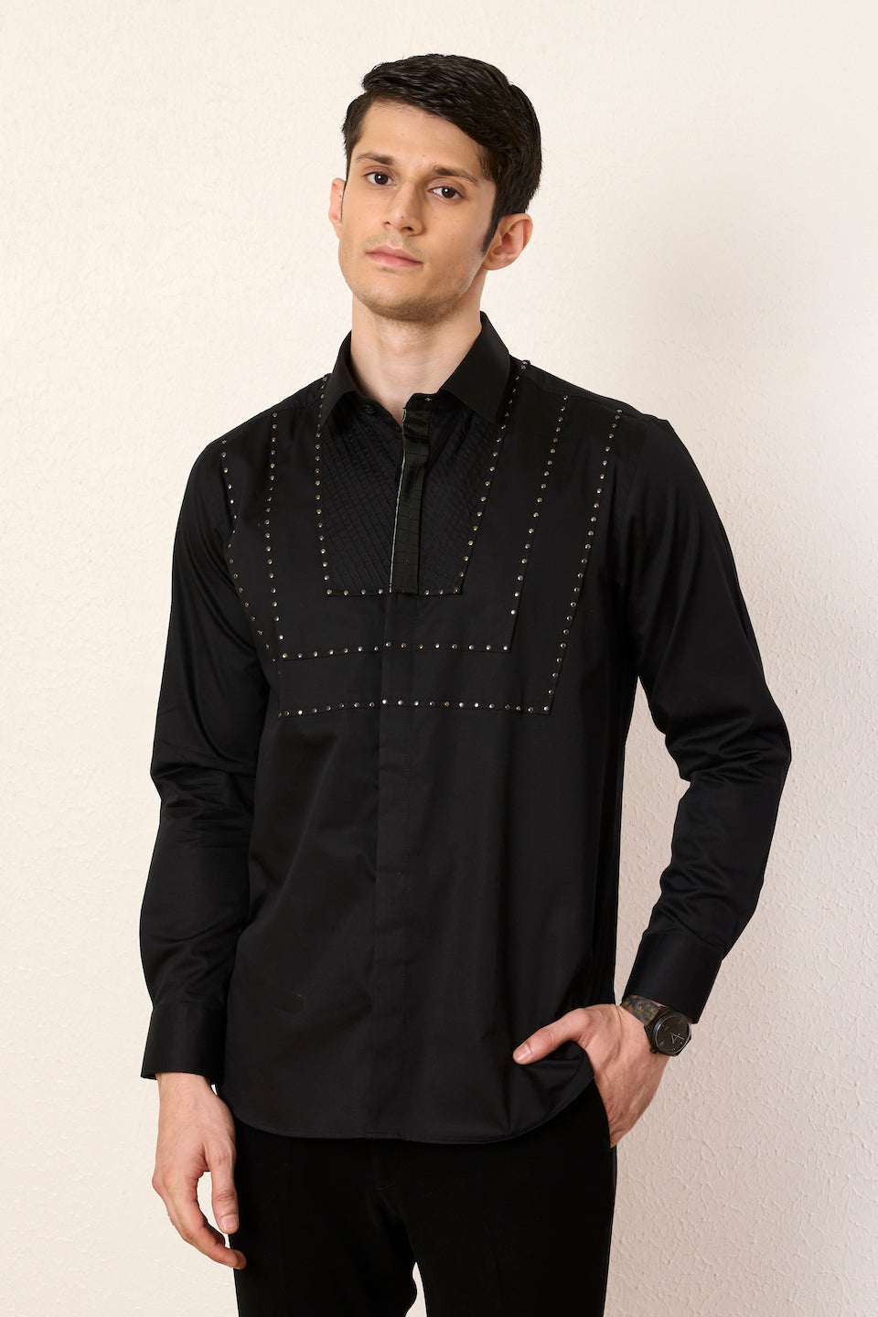 Gargee Designer's Black Jewel Yoke Shirt Gargee