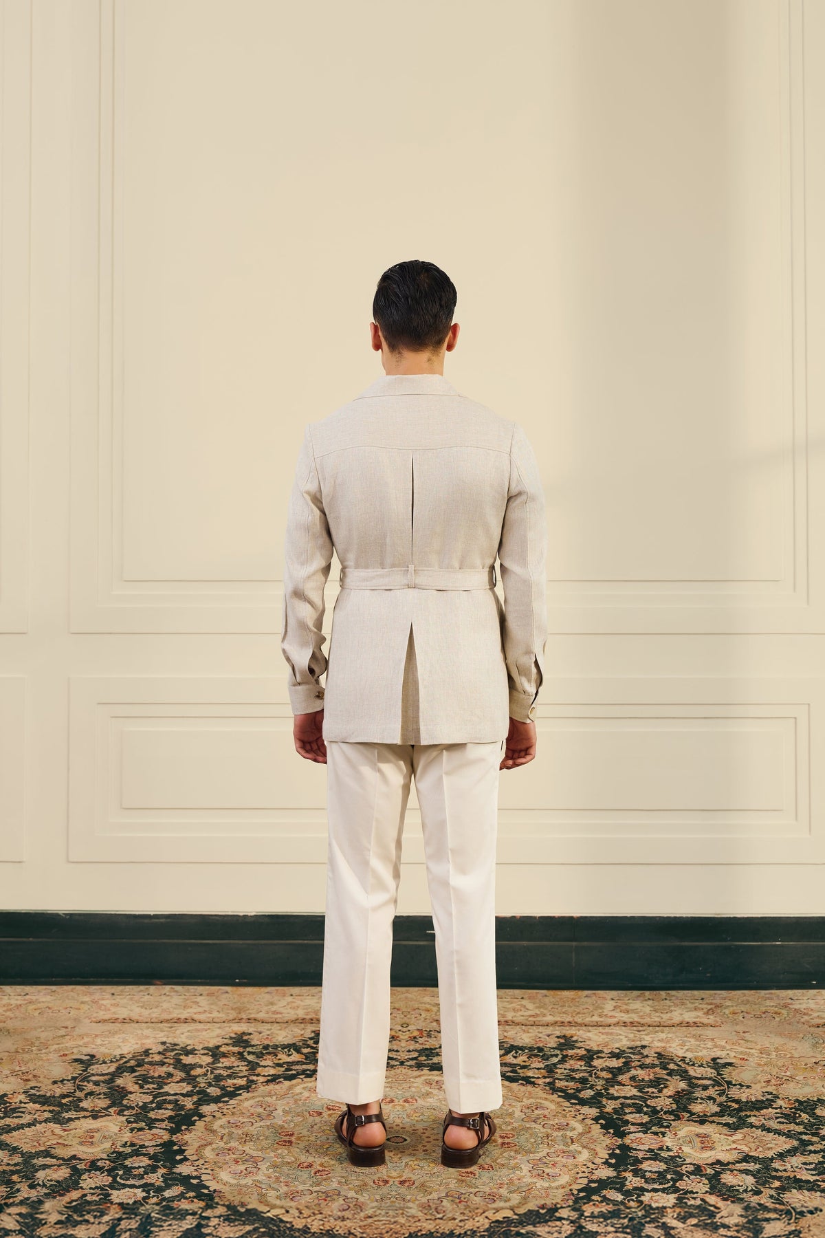 Natural Herringbone Linen Shacket Gargee