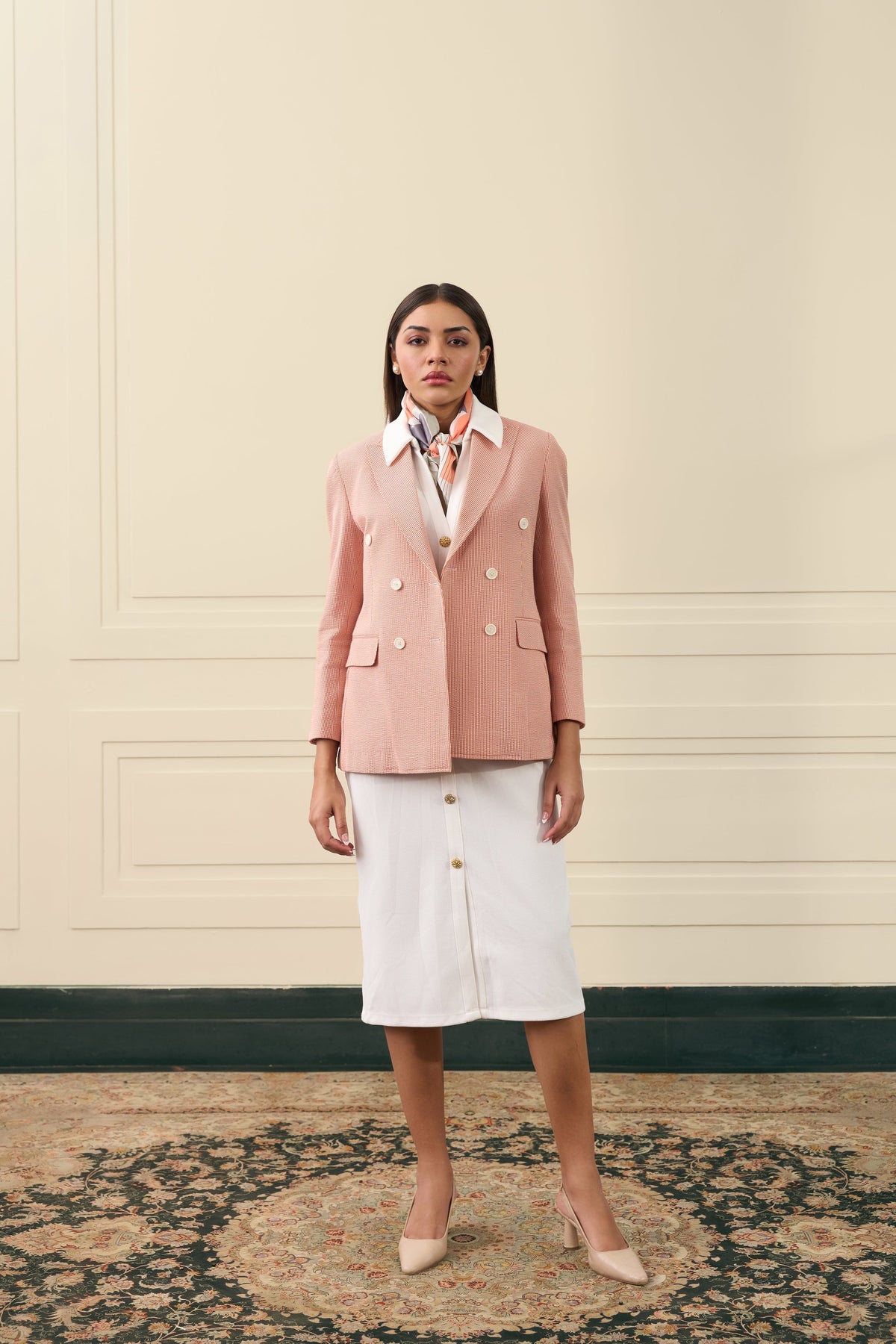 Blush Double-Breasted Blazer Gargee