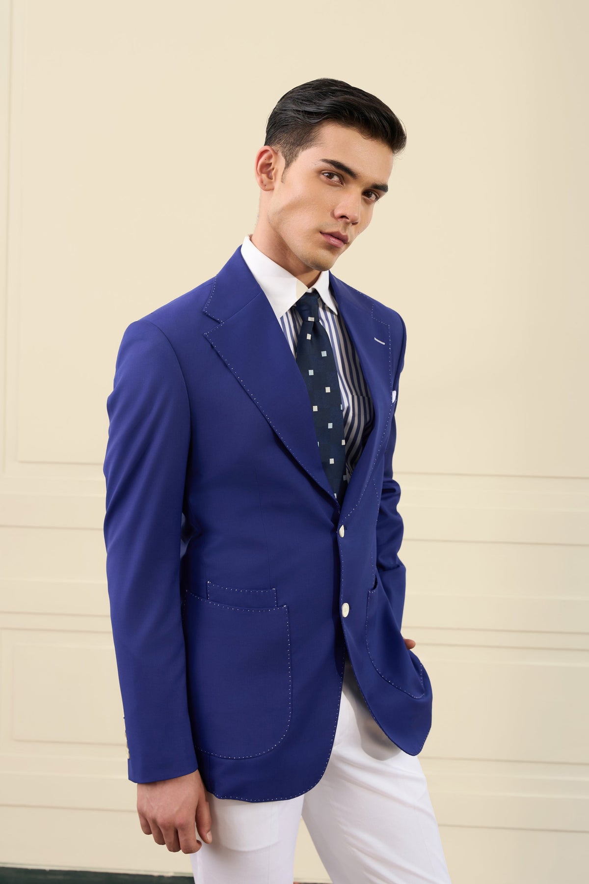 Electric Blue Notch Lapel Blazer Gargee