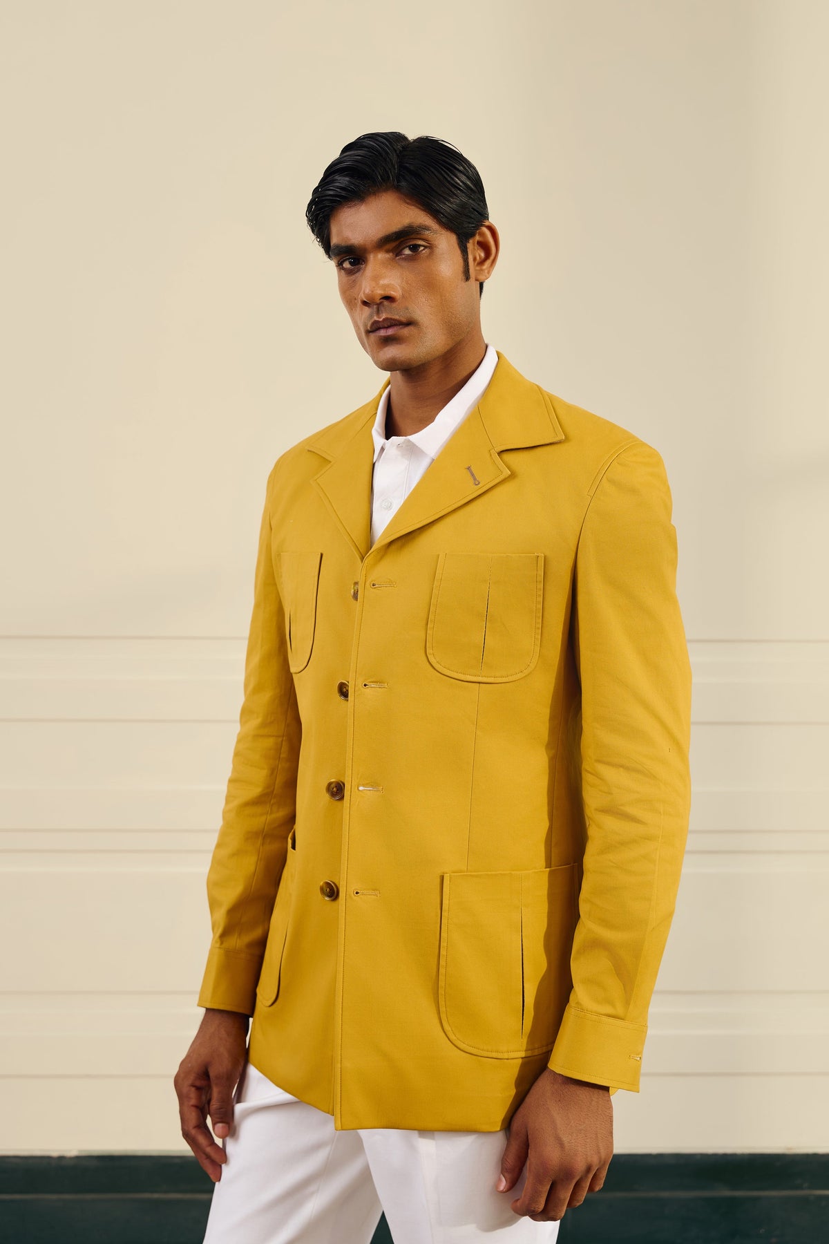 Mustard Tailored Work Shacket Gargee
