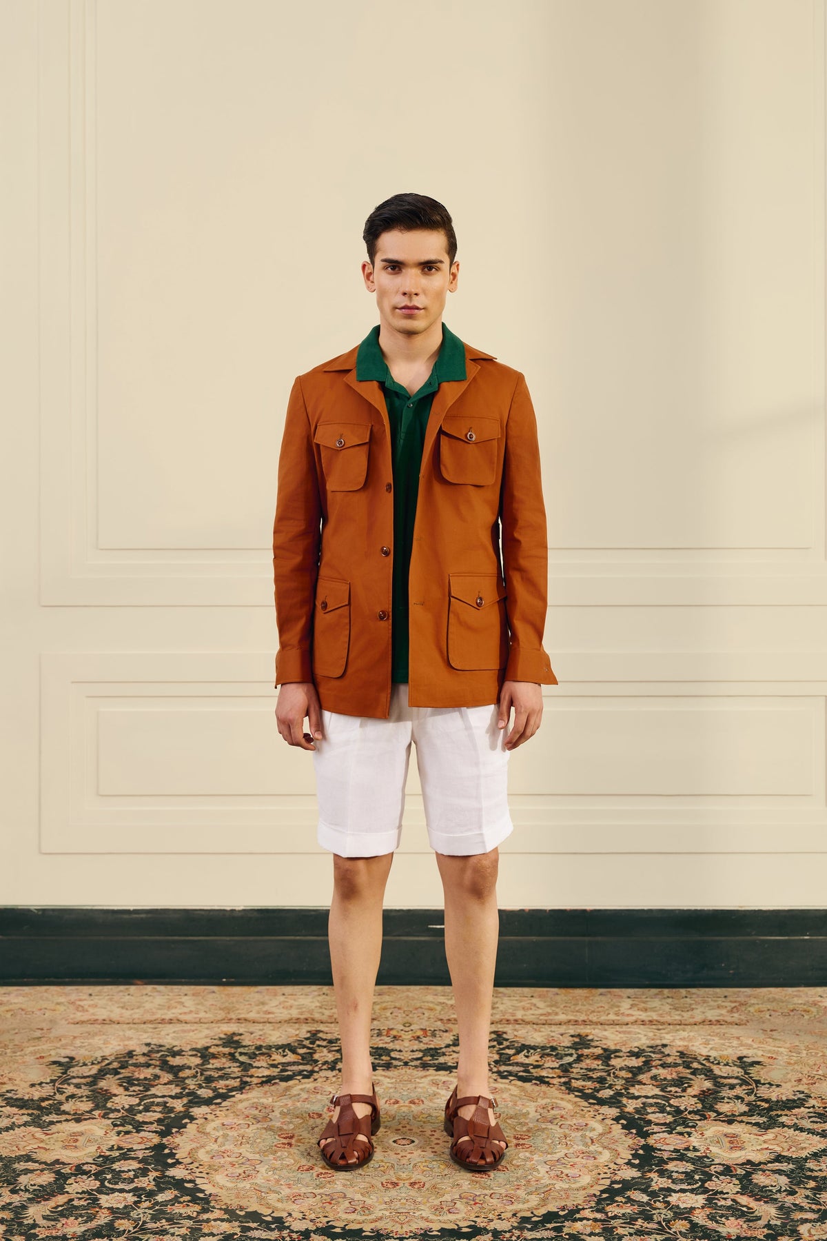Rust Utility Cotton Shacket Gargee