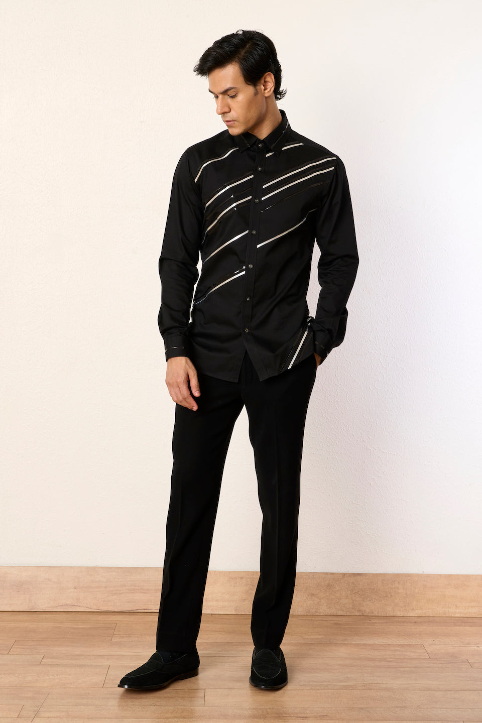 Gargee Designer's Black Dazzle Streak Shirt Gargee