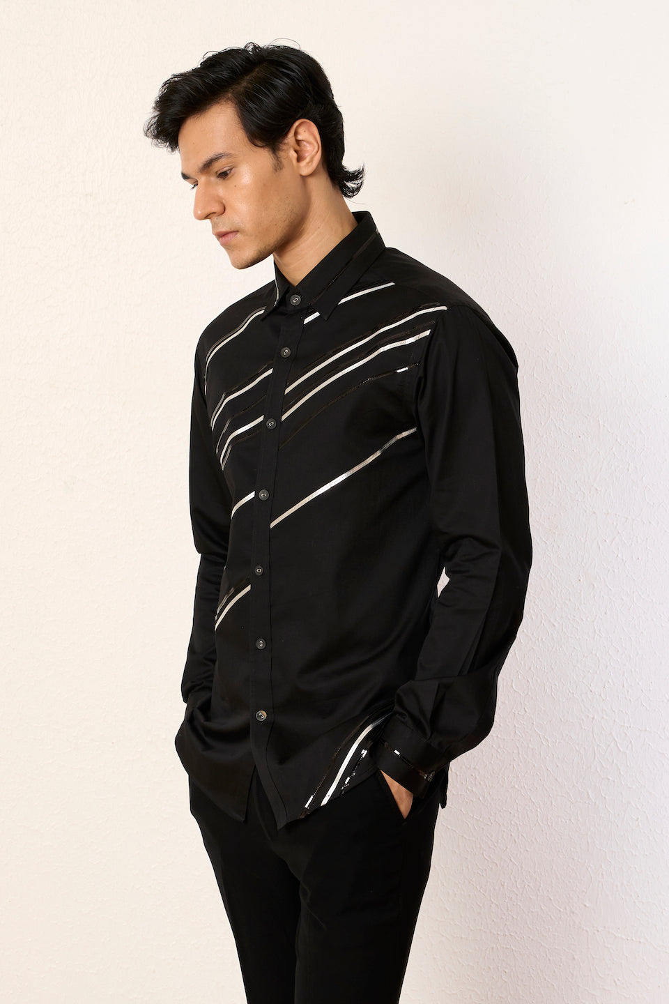 Gargee Designer's Black Dazzle Streak Shirt Gargee