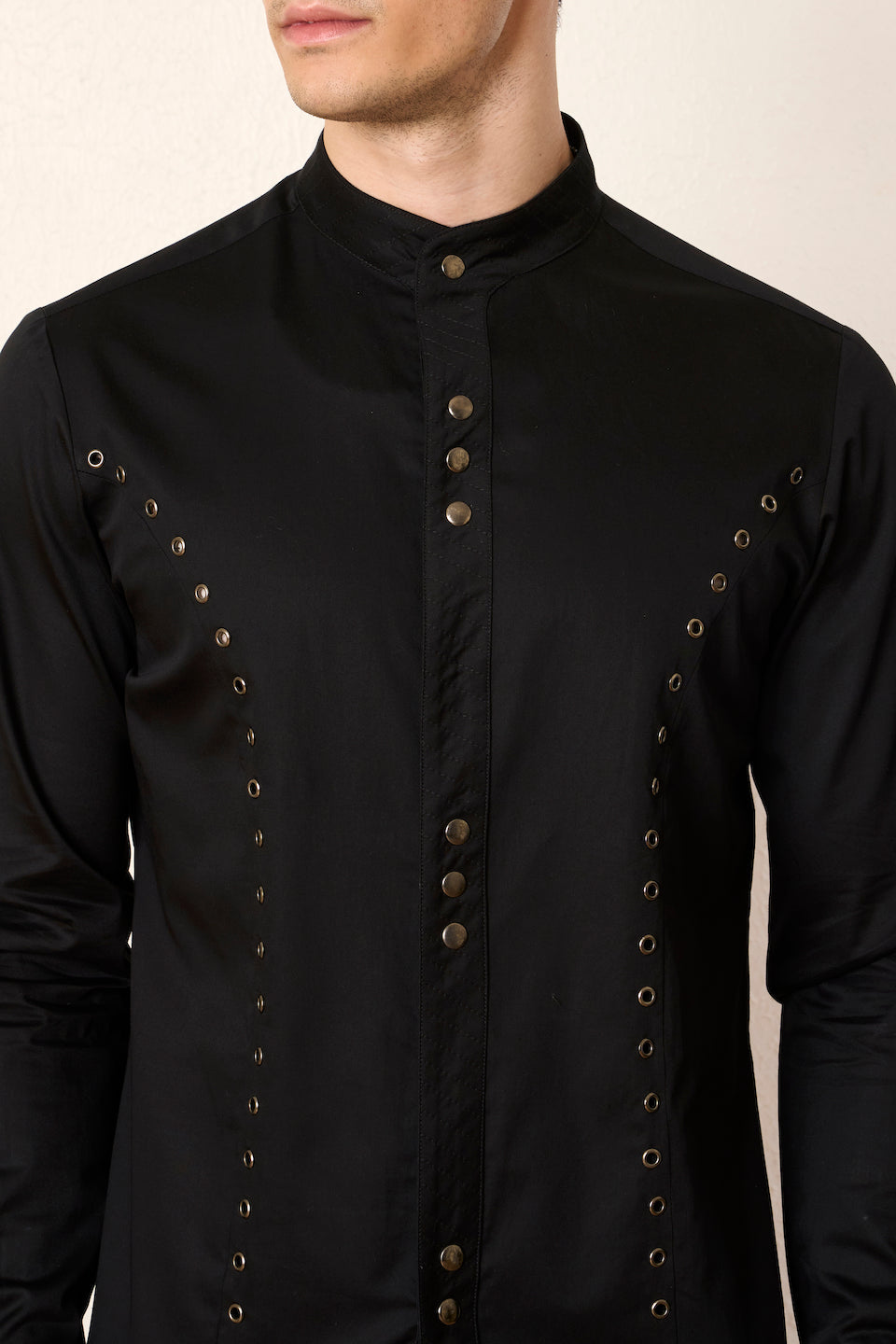 Gargee Designer's Black Bling Eyelet Shirt Gargee