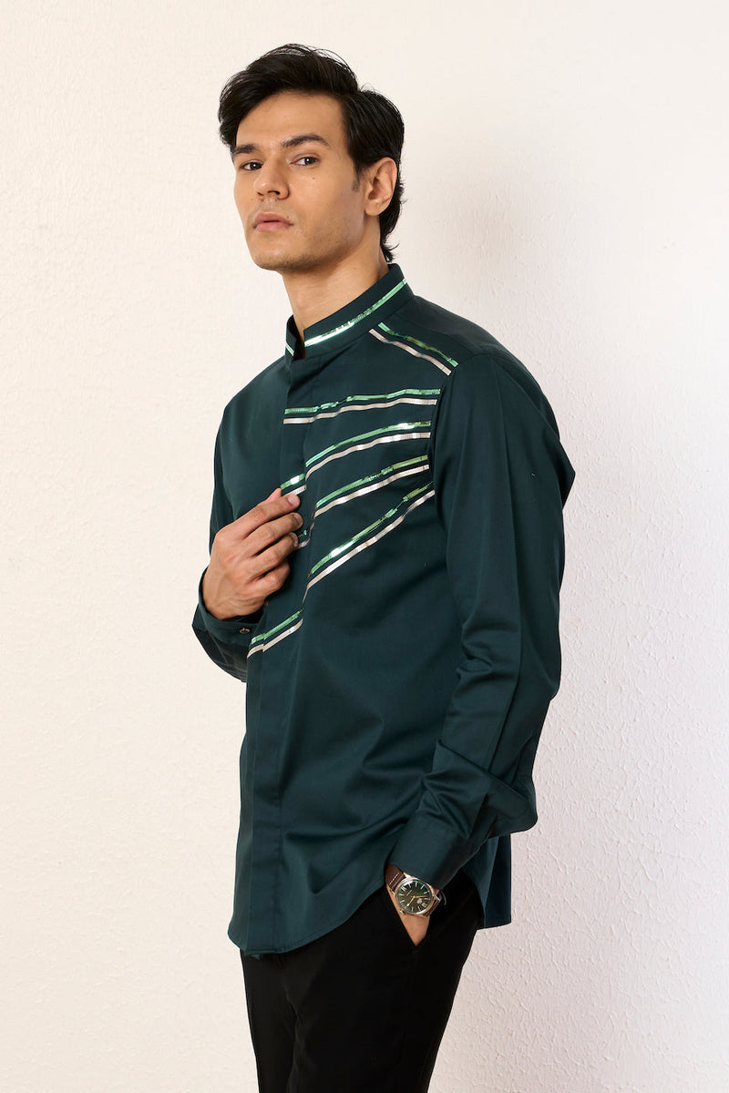 Gargee Designer's Green Glare Streak Shirt Gargee