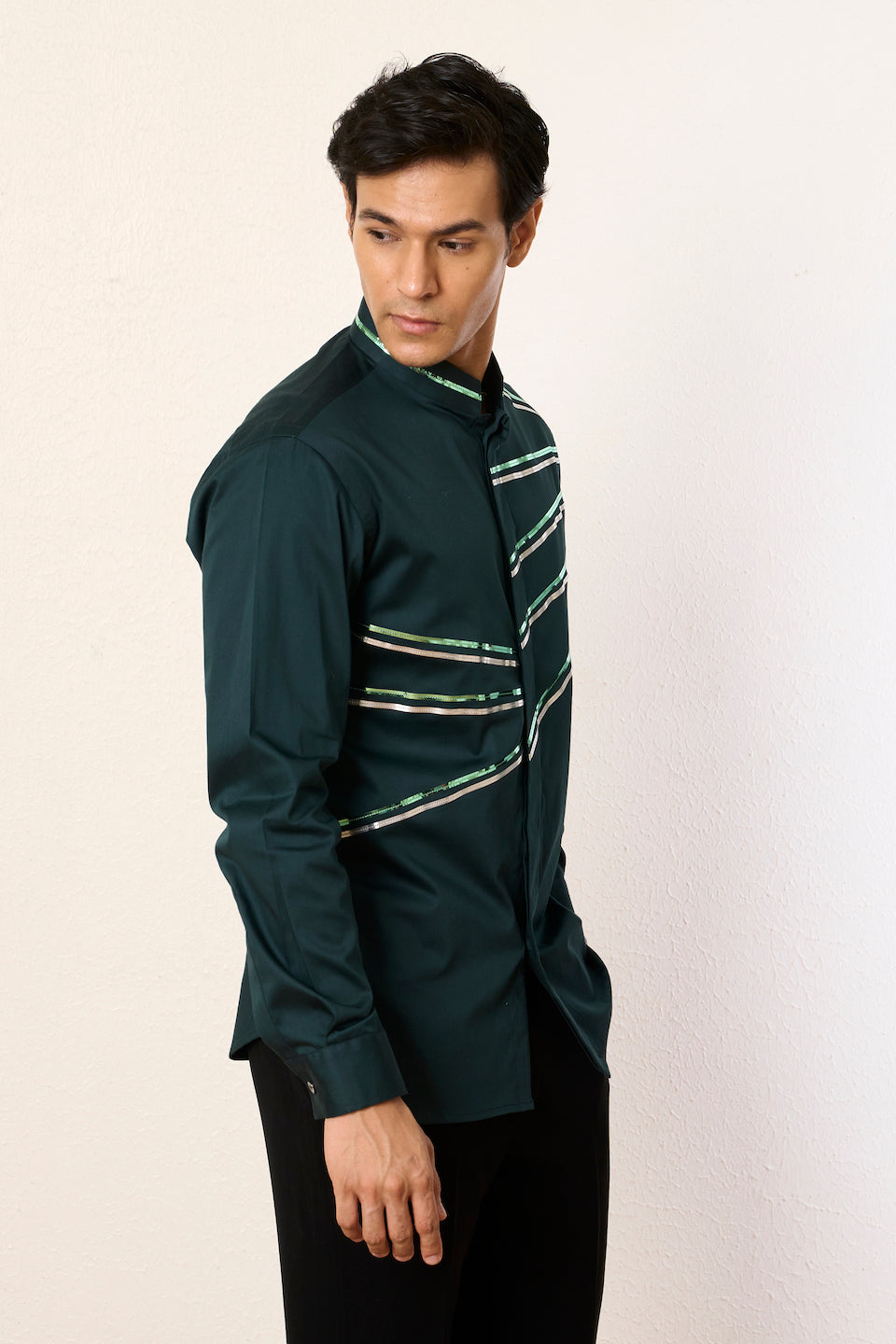 Gargee Designer's Green Glare Streak Shirt Gargee