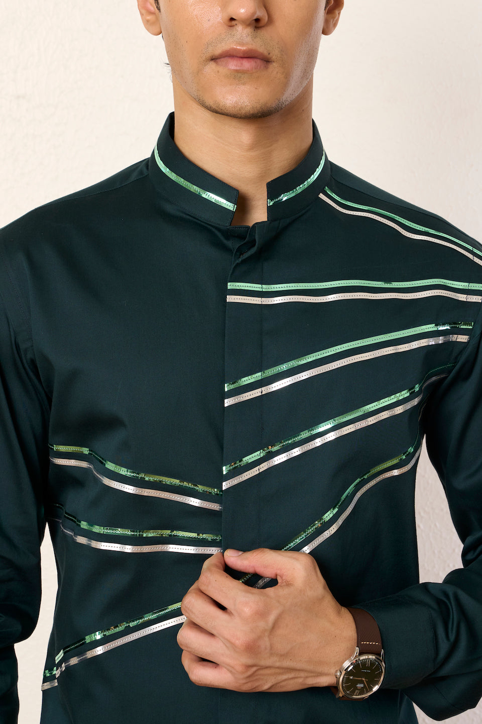 Gargee Designer's Green Glare Streak Shirt Gargee