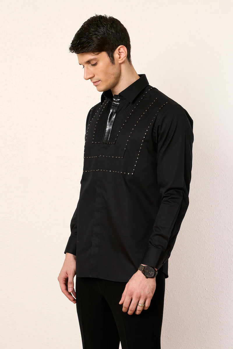Gargee Designer's Black Jewel Yoke Shirt Gargee