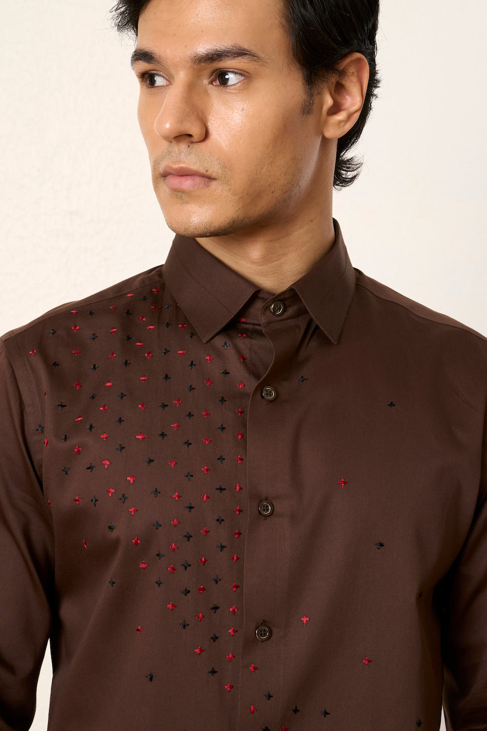 Gargee Designer's Brown Star Threadwork Shirt Gargee
