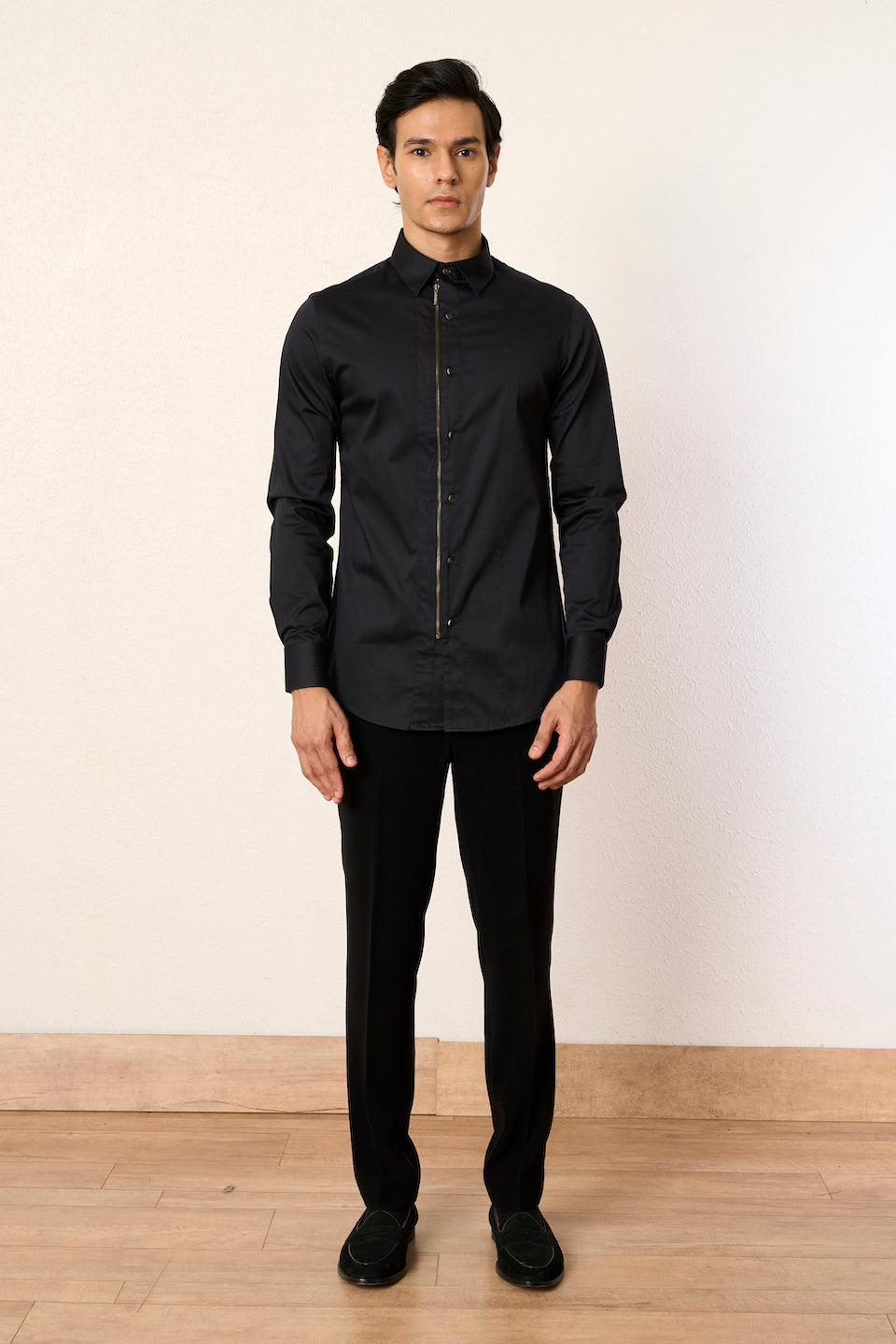 Gargee Designer's Black Zipper Reunion Shirt Gargee