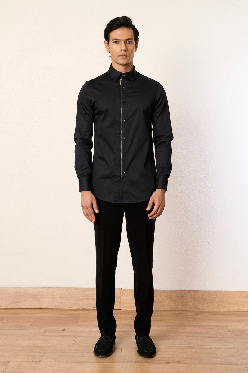 Gargee Designer's Black Zipper Reunion Shirt Gargee