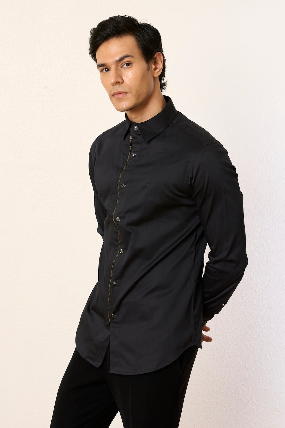Gargee Designer's Black Zipper Reunion Shirt Gargee