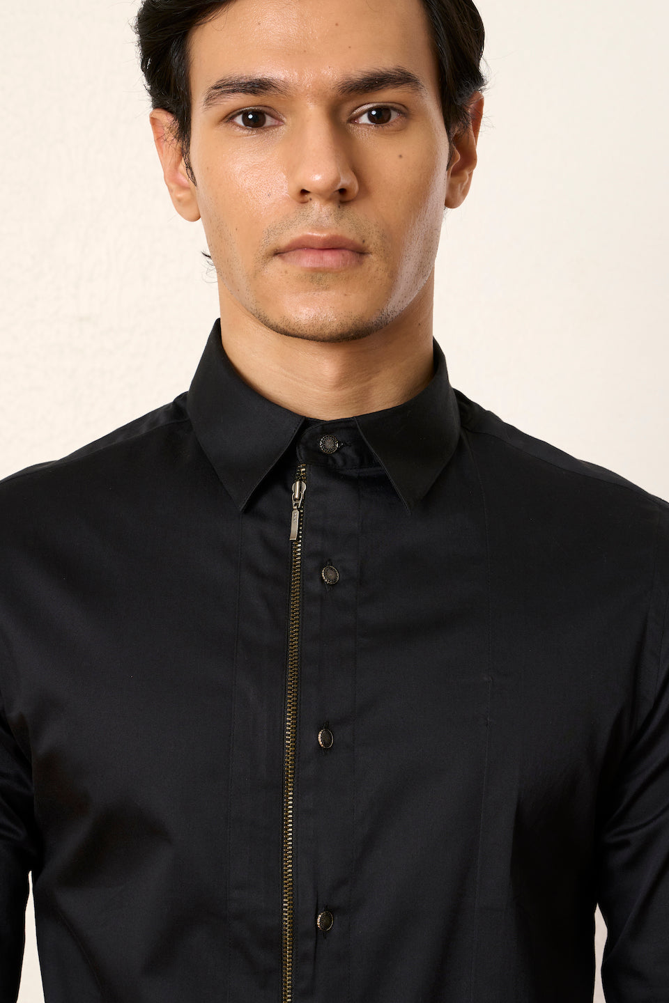 Gargee Designer's Black Zipper Reunion Shirt Gargee