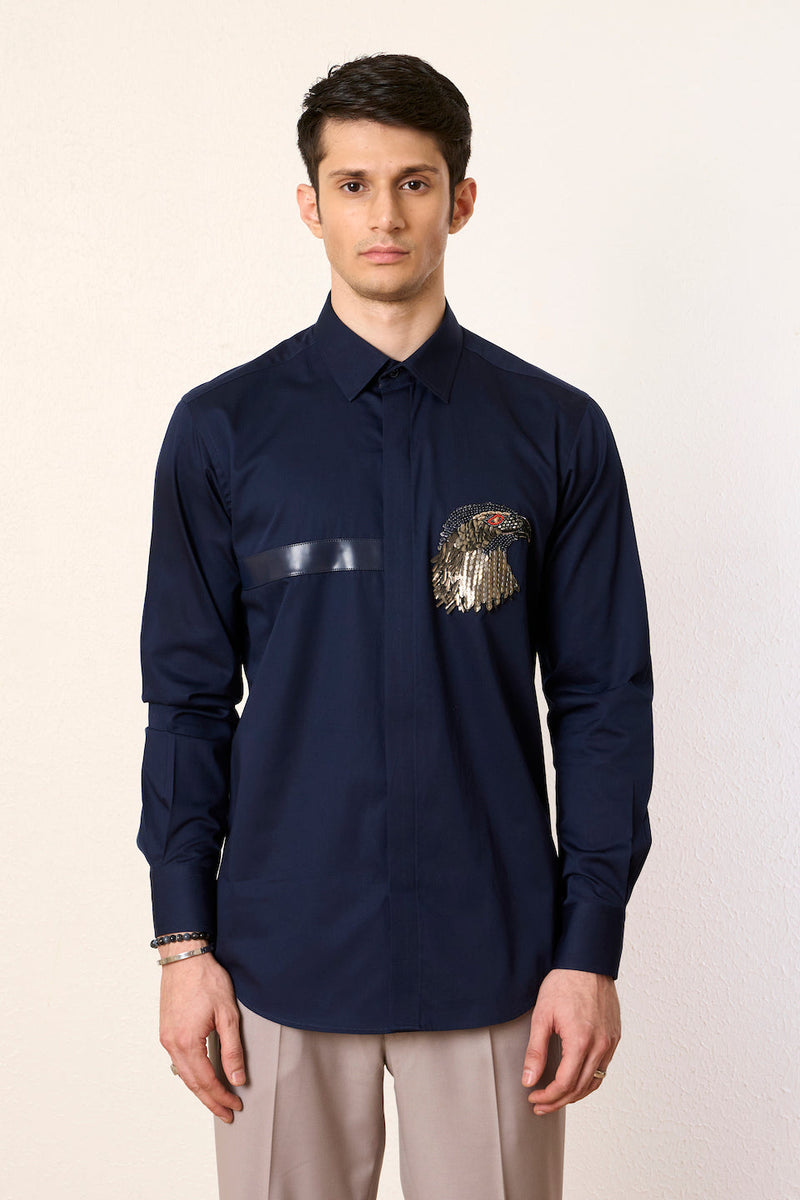 Gargee Designer's Blue Eagle Dress Shirt Gargee