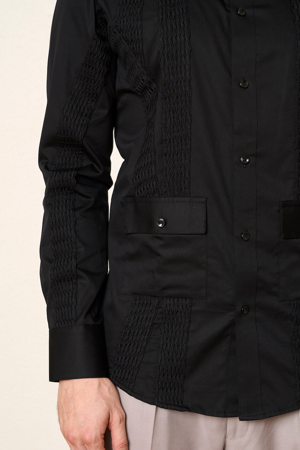 Gargee Designer's Black Tucked Social Shirt Gargee
