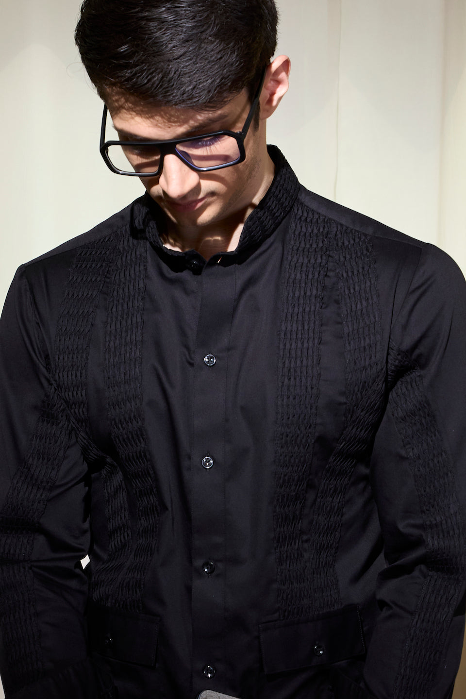 Gargee Designer's Black Tucked Social Shirt Gargee