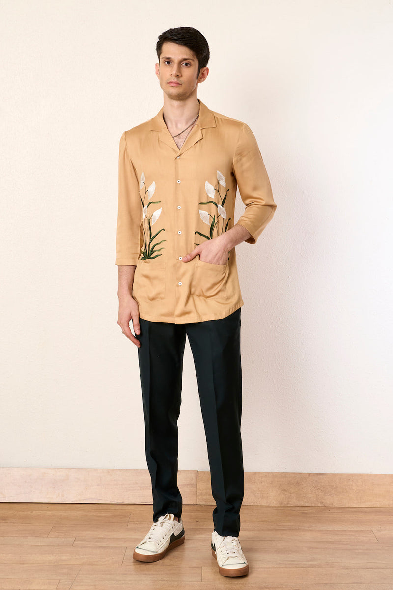 Gargee Designer's Mustard Botanic Plush Shirt Gargee