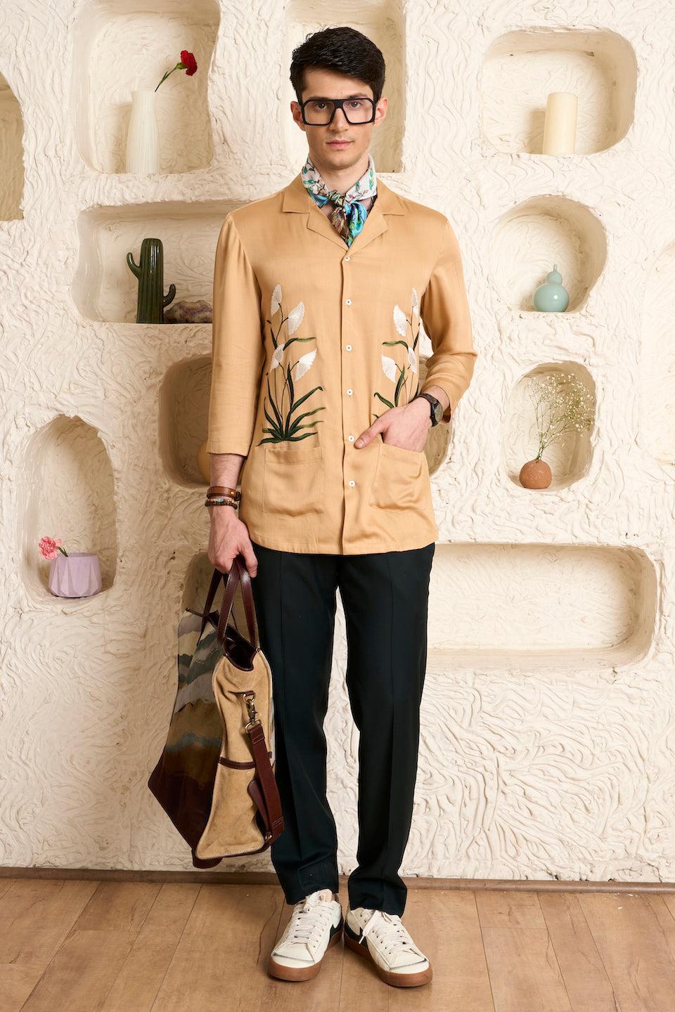 Gargee Designer's Mustard Botanic Plush Shirt Gargee