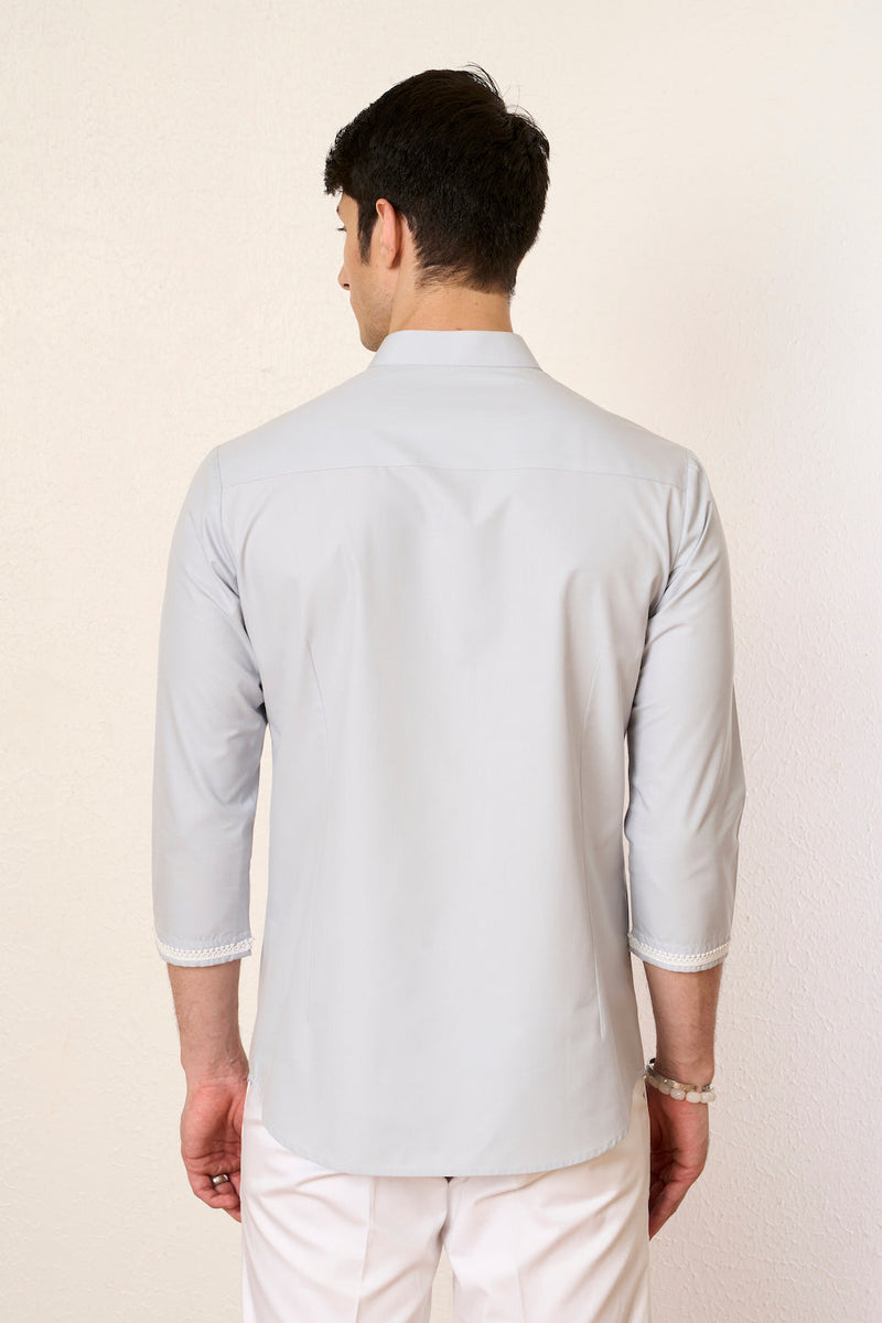 Gargee Designer's Grey Moroccan Lace Shirt Gargee