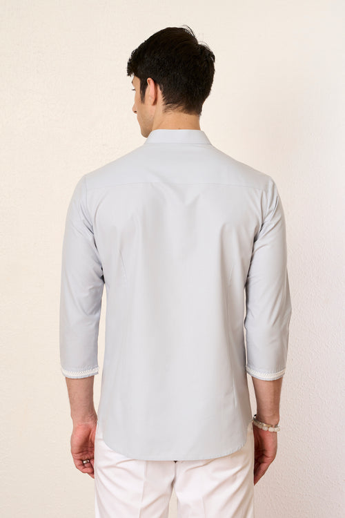 Grey Moroccan Lace Shirt