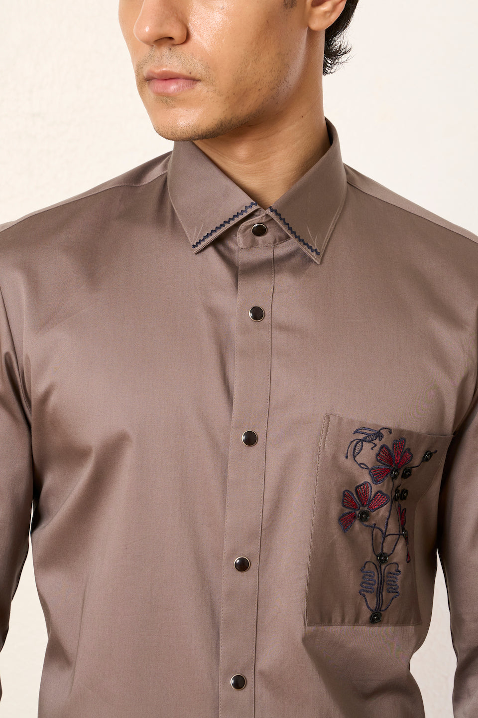 Gargee Designer's Champagne Satin Van Gogh Shirt Gargee