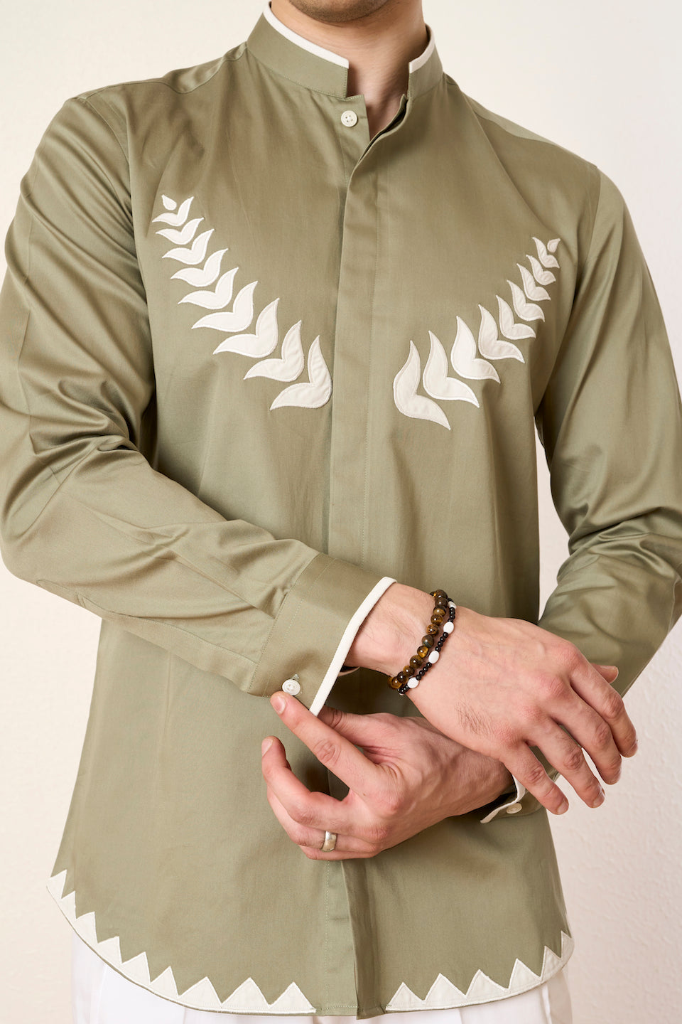 Gargee Designer's Sage Applique Leaflet Shirt Gargee