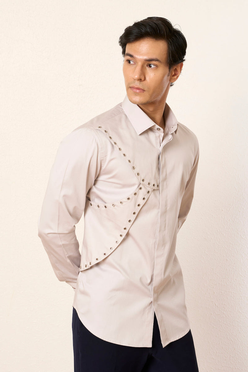 Gargee Designer's Grey Panelled Eyelet Shirt Gargee